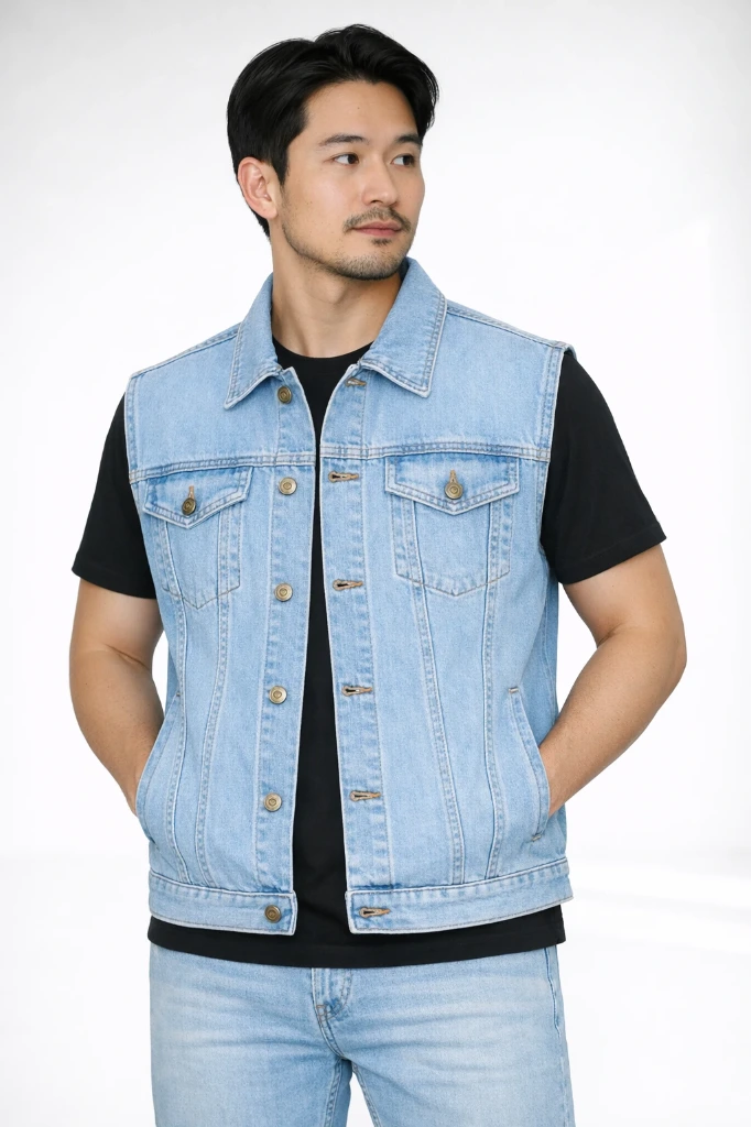 [DNM-VEST-BLK-S] Denim Vest (Black, Small)