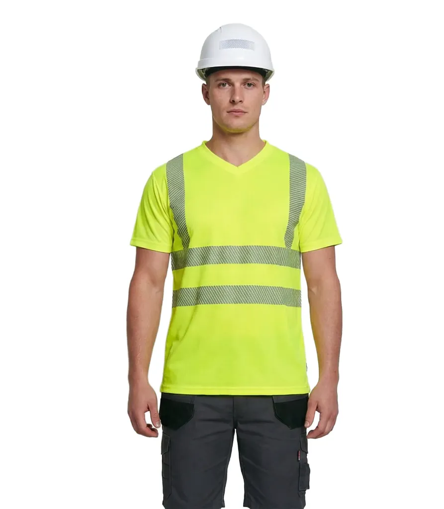 [HV007YES] HV007 Hi-Vis Flex V-Neck Short Sleeve T-shirt (Yellow, Small)