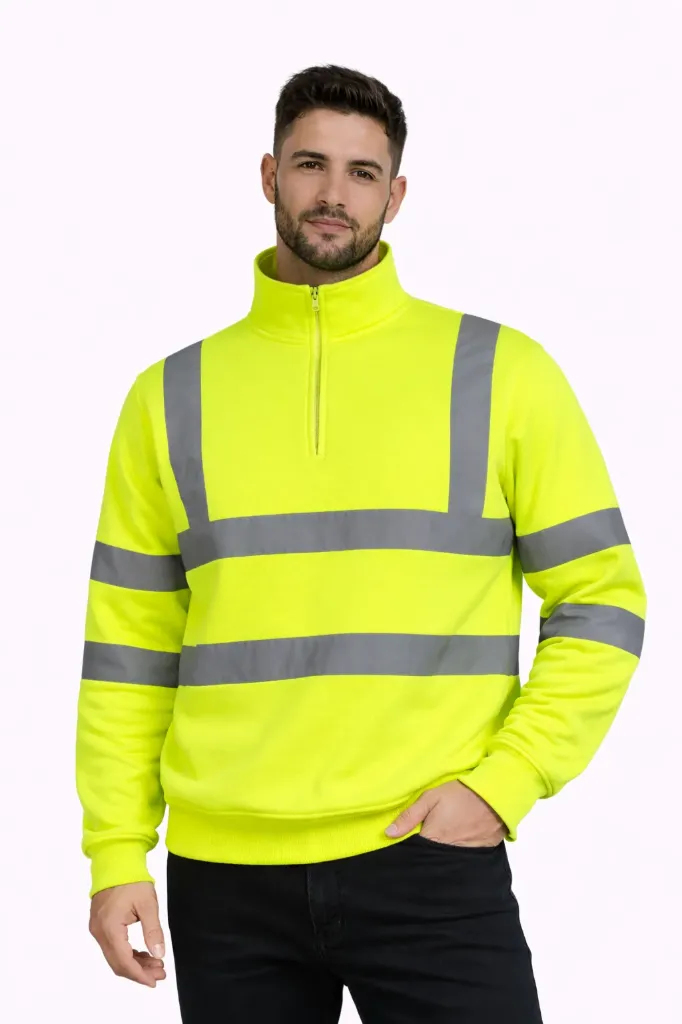 [HV102YES] HV102 Hi Vis 1/4 Zip Sweatshirt (Yellow, Small)