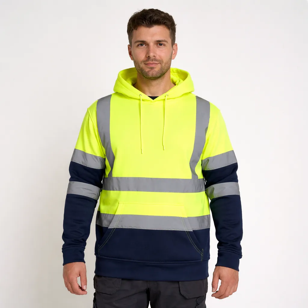 [HV313YENAS] HV313 Hi Vis Two Tone Hoody (Yellow/Navy, Small)