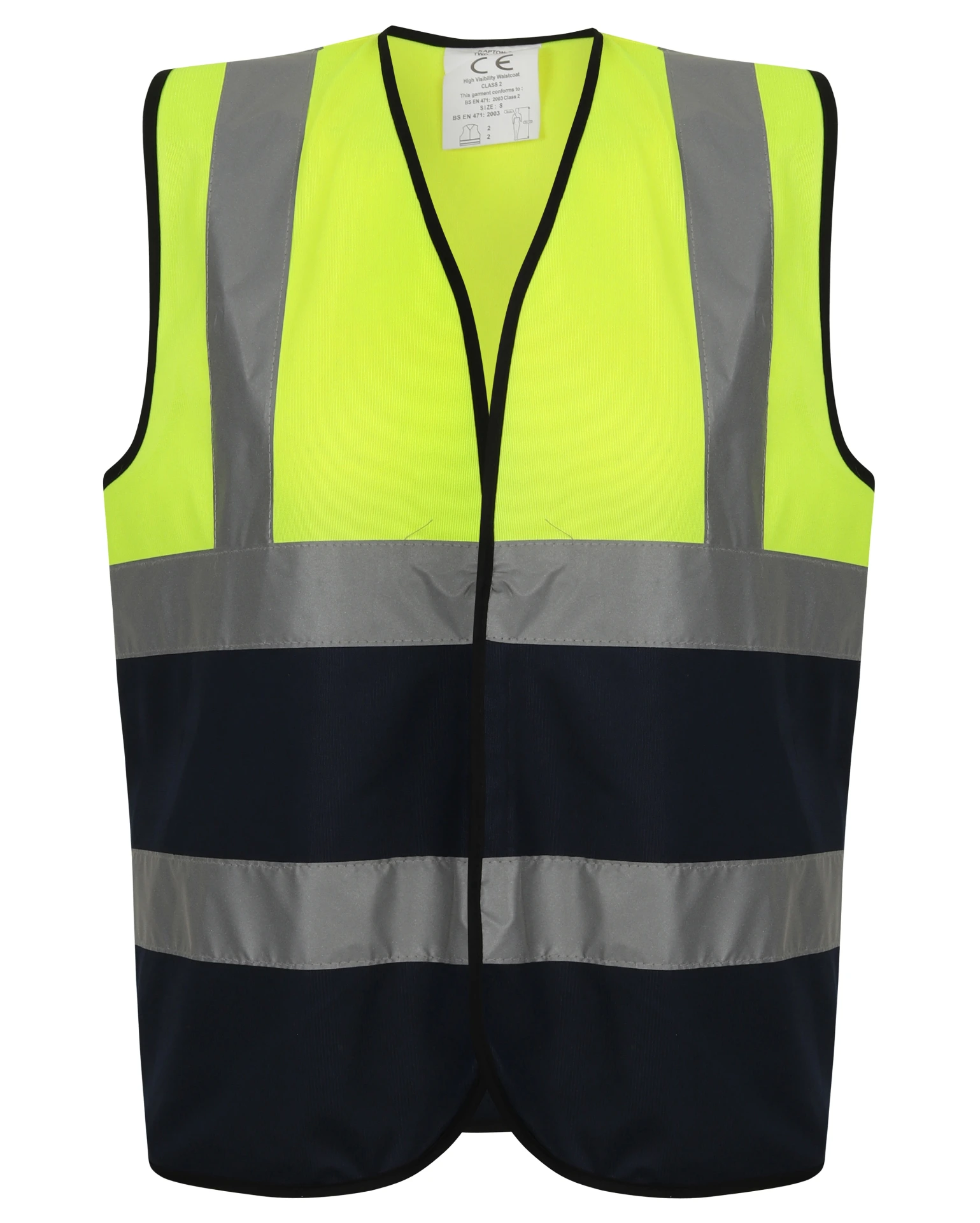 [HV327YENAS] HV327 Hi Vis two Tone Vest *Discontinued (Yellow/Navy, Small)